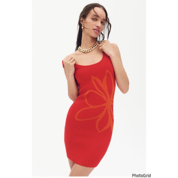 Anthropologie Flatwhite Sleeveless Squareneck Flower Printed Knit Dress XL NEW - Picture 1 of 9